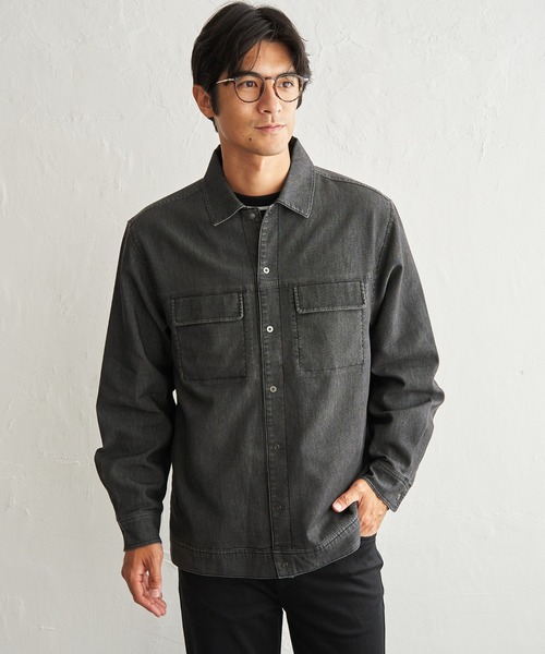 ikka(イッカ)の「メッシュデニムシャウター(シャツ/ブラウス・メンズ・ブラック/ネイビー・XL/L/M)」の2枚目の写真