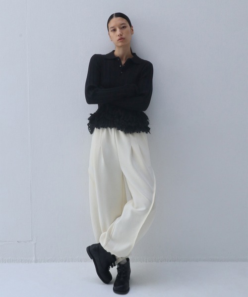 leinwande(ラインヴァンド)の「Fringe Polo Shirts / フリンジポロシャツ(ニット/セーター・レディース・Black/GRAY/Red・ONE SIZE)」の4枚目の写真