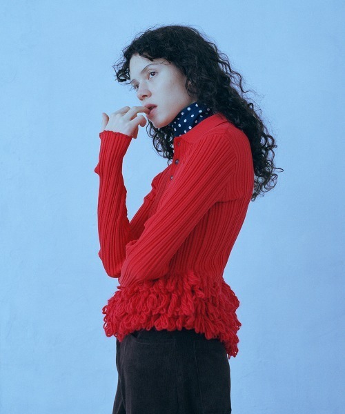 leinwande(ラインヴァンド)の「Fringe Polo Shirts / フリンジポロシャツ(ニット/セーター・レディース・Black/GRAY/Red・ONE SIZE)」の5枚目の写真