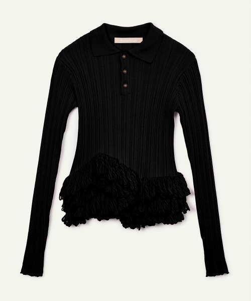 leinwande(ラインヴァンド)の「Fringe Polo Shirts / フリンジポロシャツ(ニット/セーター・レディース・Black/GRAY/Red・ONE SIZE)」の7枚目の写真