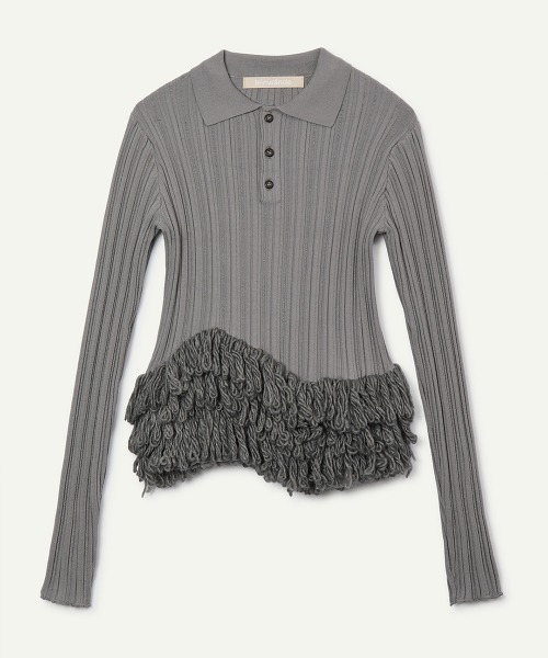 leinwande(ラインヴァンド)の「Fringe Polo Shirts / フリンジポロシャツ(ニット/セーター・レディース・Black/GRAY/Red・ONE SIZE)」の9枚目の写真