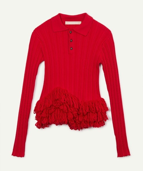 leinwande(ラインヴァンド)の「Fringe Polo Shirts / フリンジポロシャツ(ニット/セーター・レディース・Black/GRAY/Red・ONE SIZE)」の11枚目の写真