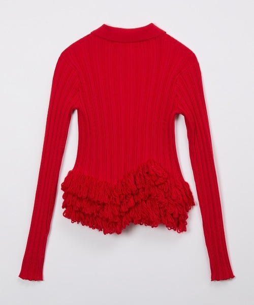 leinwande(ラインヴァンド)の「Fringe Polo Shirts / フリンジポロシャツ(ニット/セーター・レディース・Black/GRAY/Red・ONE SIZE)」の12枚目の写真