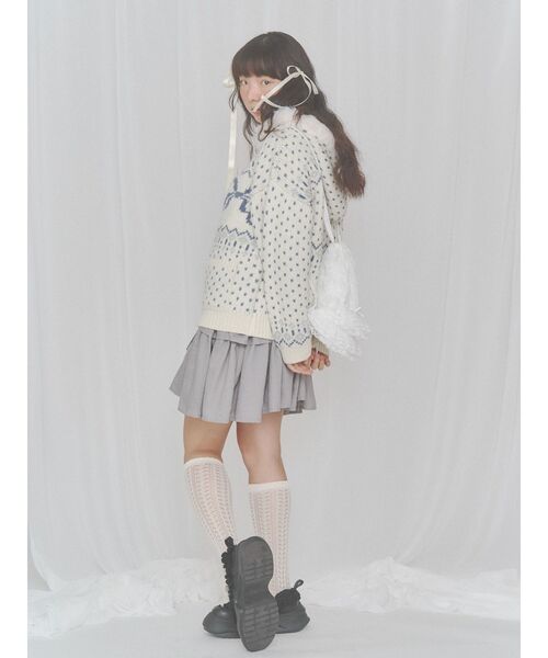 merry jenny(メリージェニー)の「ribbon zip hooded knit(カーディガン/ボレロ・レディース・ブラウン/ピンク/オフホワイト・FREE)」の8枚目の写真