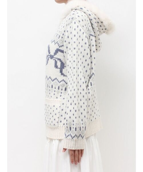 merry jenny(メリージェニー)の「ribbon zip hooded knit(カーディガン/ボレロ・レディース・ブラウン/ピンク/オフホワイト・FREE)」の20枚目の写真