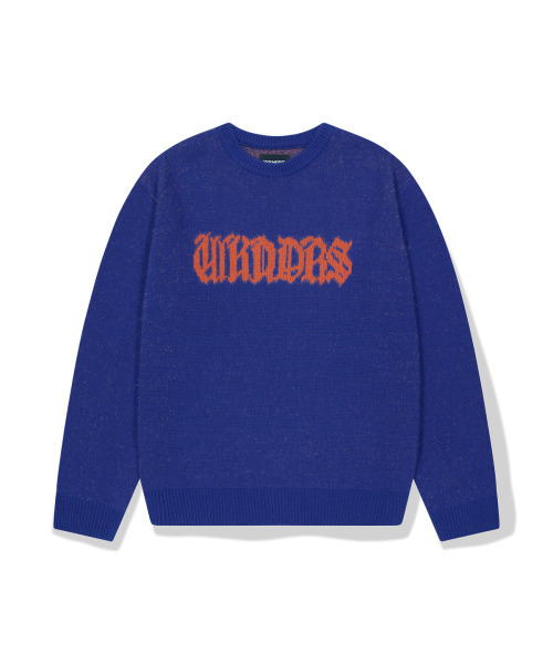 WKNDRS(ウィーキャンドース)の「GOTHIC LOGO KNIT (BLUE)(ニット/セーター・レディース・その他・MEDIUM/LARGE/X-LARGE)」の1枚目の写真