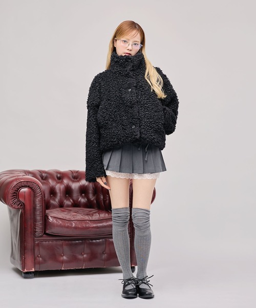 MSGirl（エムエスジーガール）の「スタンドネックプードルボアショートブルゾン（ブルゾン・レディース・グレー系/ブラック/ブラウン系/アイボリー・FREE）」の19枚目の写真