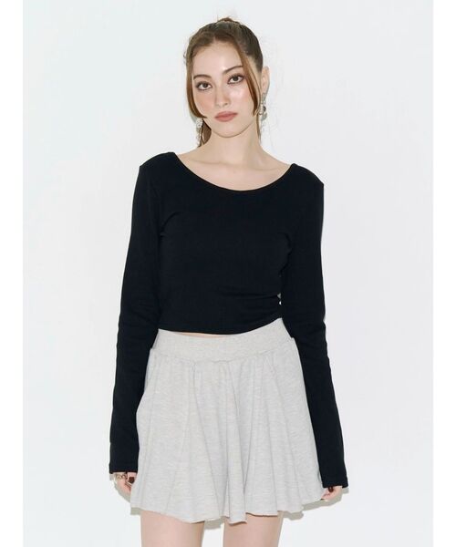 EVRIS(エヴリス)の「BACK CHARM ロングスリーブトップス 秋服(Tシャツ/カットソー・レディース・グレー/レッド/ブラック・FREE)」の9枚目の写真