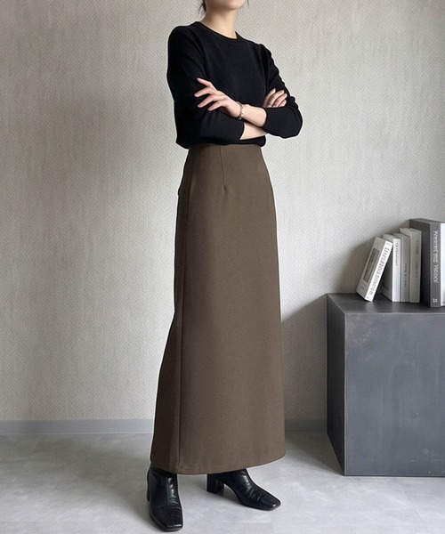 LOWO(ロワ)の「【S~2Lサイズ展開】バックスリットAラインマキシ丈スカート(スカート・レディース・ブラック/ブラウン/チャコールグレー・2L/L/S/M)」の6枚目の写真