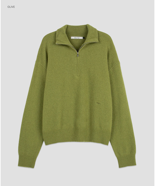 ATELIER NAIN（アトリエナイン）の「(T-7317)WOOL 100 HALF ZIP-UP LOOSE FIT KNIT（ニット/セーター・レディース・レッド/オリーブ/ライトベージュ・FREE）」の2枚目の写真