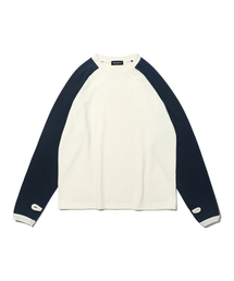 レイヤードツートーンラグランウォーマーTシャツ (ホワイト/ネイビー)