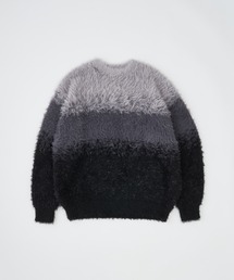 【ADAMPATEK/アダムパテック】 rough gradientborder crewneck グラデーションボーダーシャギークルーニット