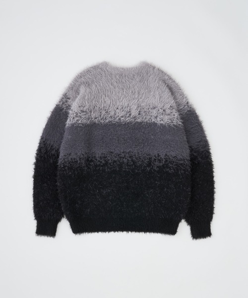 ADAM PATEK(アダムパテック)の「【ADAMPATEK/アダムパテック】 rough gradientborder crewneck グラデーションボーダーシャギークルーニット(ニット/セーター・レディース・グレー/グリーン/イエロー・1)」の4枚目の写真