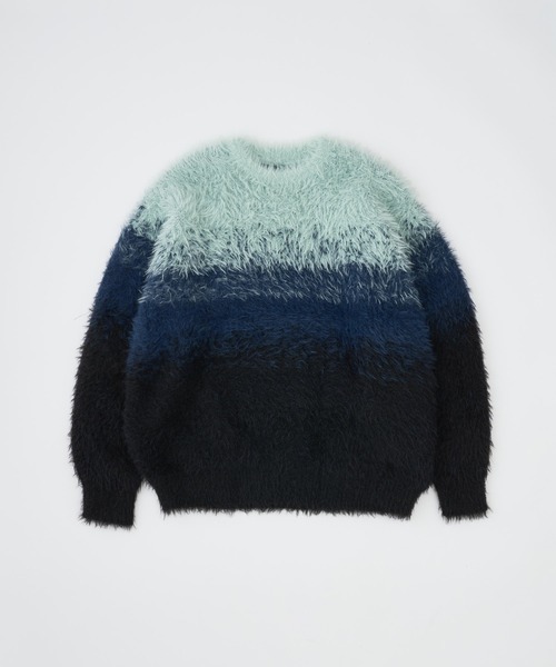 ADAM PATEK(アダムパテック)の「【ADAMPATEK/アダムパテック】 rough gradientborder crewneck グラデーションボーダーシャギークルーニット(ニット/セーター・レディース・グレー/グリーン/イエロー・1)」の5枚目の写真