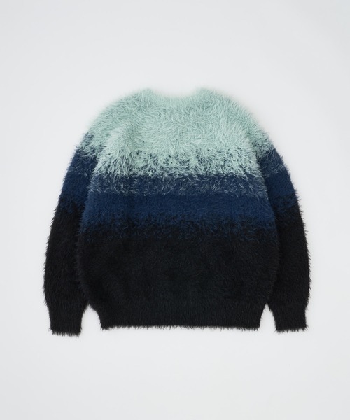 ADAM PATEK(アダムパテック)の「【ADAMPATEK/アダムパテック】 rough gradientborder crewneck グラデーションボーダーシャギークルーニット(ニット/セーター・レディース・グレー/グリーン/イエロー・1)」の6枚目の写真