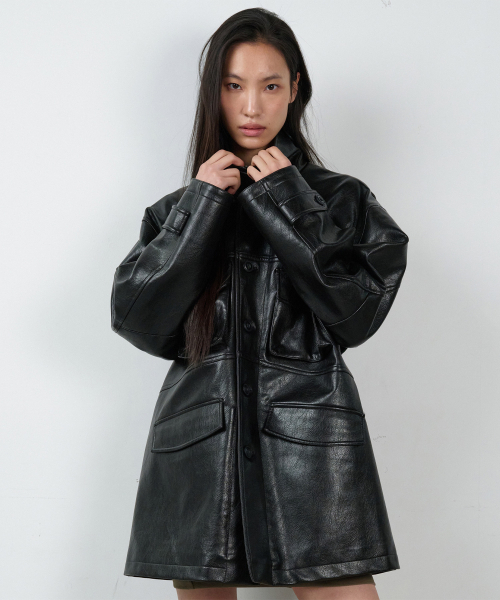 THEVINYLHOUSE(ザバイニルハウス)の「4 POCKET LEATHER CAR COAT BLACK(ライダースジャケット・レディース・その他・MEDIUM/LARGE)」の8枚目の写真