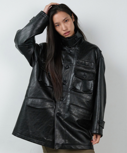 THEVINYLHOUSE(ザバイニルハウス)の「4 POCKET LEATHER CAR COAT BLACK(ライダースジャケット・レディース・その他・MEDIUM/LARGE)」の9枚目の写真