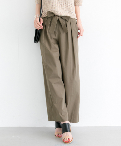 URBAN RESEARCH(アーバンリサーチ)の「UR T/Cフロントリボンパンツ(その他パンツ・レディース・ピンク系その他/カーキ/ブラック・FREE)」の3枚目の写真