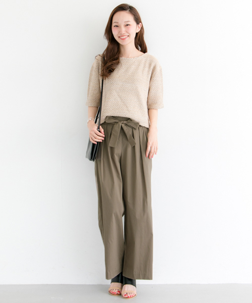 URBAN RESEARCH(アーバンリサーチ)の「UR T/Cフロントリボンパンツ(その他パンツ・レディース・ピンク系その他/カーキ/ブラック・FREE)」の5枚目の写真