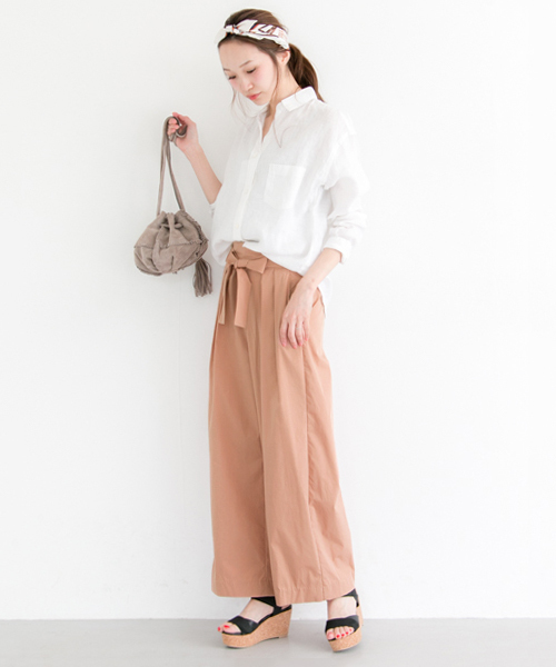 URBAN RESEARCH(アーバンリサーチ)の「UR T/Cフロントリボンパンツ(その他パンツ・レディース・ピンク系その他/カーキ/ブラック・FREE)」の6枚目の写真