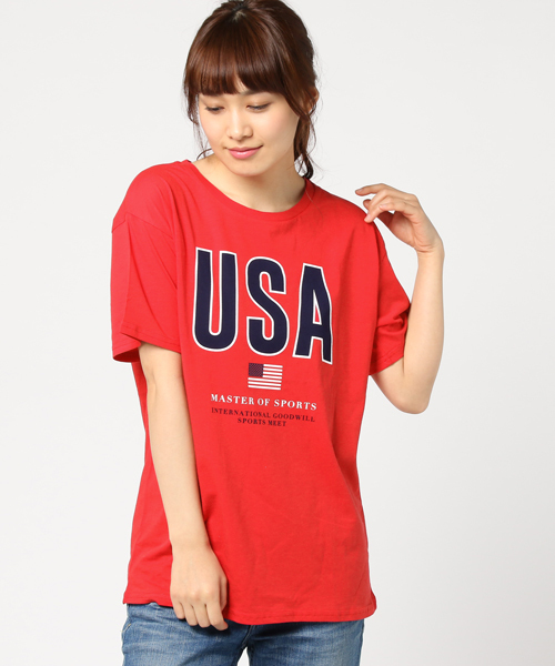WEGO（ウィゴー）の「WEGO/FLAGロゴプリントカットソー（Tシャツ/カットソー・レディース・レッド/ホワイト/ネイビー・FREE）」の18枚目の写真