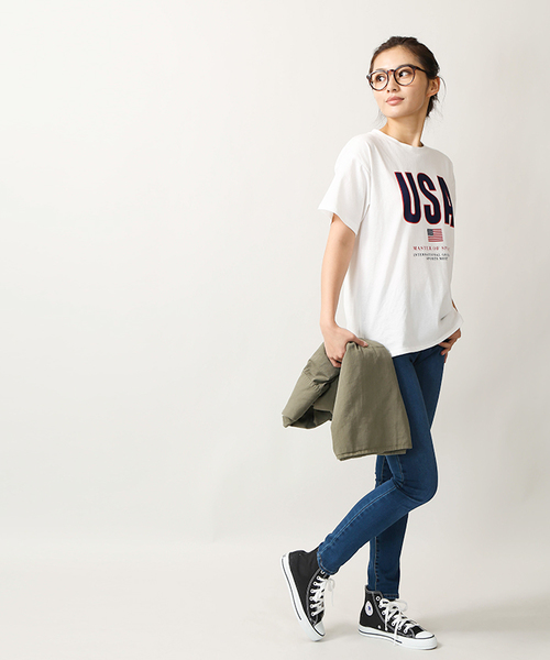 WEGO（ウィゴー）の「WEGO/FLAGロゴプリントカットソー（Tシャツ/カットソー・レディース・レッド/ホワイト/ネイビー・FREE）」の11枚目の写真