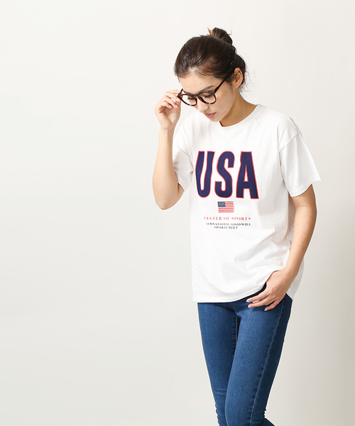 WEGO（ウィゴー）の「WEGO/FLAGロゴプリントカットソー（Tシャツ/カットソー・レディース・レッド/ホワイト/ネイビー・FREE）」の13枚目の写真