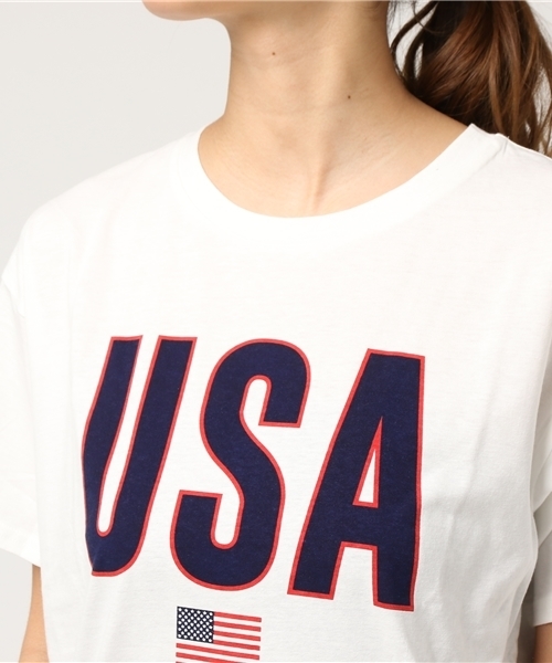 WEGO（ウィゴー）の「WEGO/FLAGロゴプリントカットソー（Tシャツ/カットソー・レディース・レッド/ホワイト/ネイビー・FREE）」の7枚目の写真