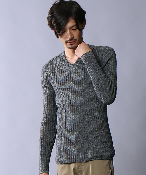 5351 POUR LES HOMMES(ゴーサンゴーイチプールオム)の「【定番/新色】ホールガーメントVネックニット(ニット/セーター・メンズ・ブルー/ホワイト×ブラック/ホワイト/ブラック/レッド・44/46/48)」の3枚目の写真