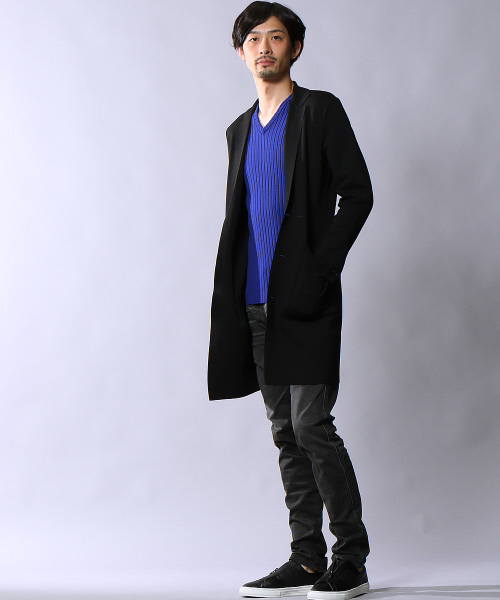5351 POUR LES HOMMES(ゴーサンゴーイチプールオム)の「【定番/新色】ホールガーメントVネックニット(ニット/セーター・メンズ・ブルー/ホワイト×ブラック/ホワイト/ブラック/レッド・44/46/48)」の7枚目の写真