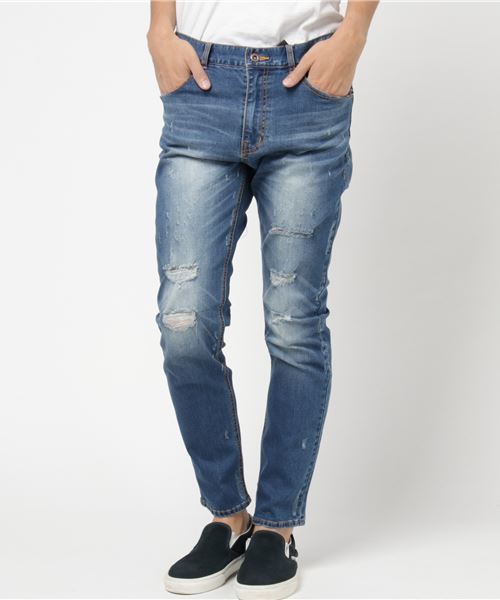 VENCEEXCHANGE（ヴァンスエクスチェンジ）の「デニムダメージスキニー                  （デニムパンツ・メンズ・ライトブルー/ブルー・LARGE/MEDIUM/SMALL）」の11枚目の写真