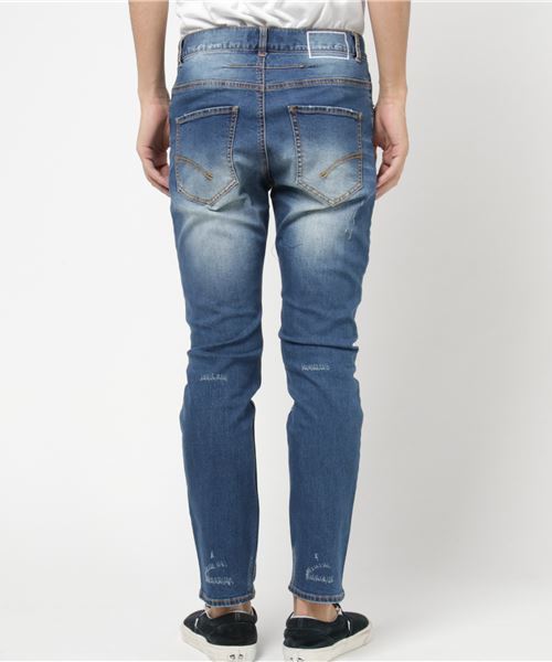 VENCEEXCHANGE（ヴァンスエクスチェンジ）の「デニムダメージスキニー                  （デニムパンツ・メンズ・ライトブルー/ブルー・LARGE/MEDIUM/SMALL）」の3枚目の写真