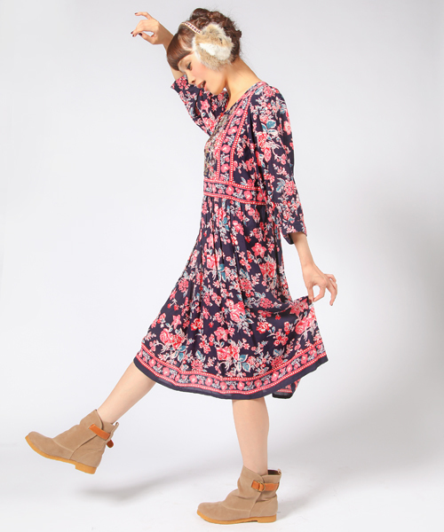 Another Edition（アナザーエディション）の「AE[S]R FLW BAMBOO OP（ワンピース・レディース・ベージュ/ネイビー/ライラック・フリー）」の5枚目の写真