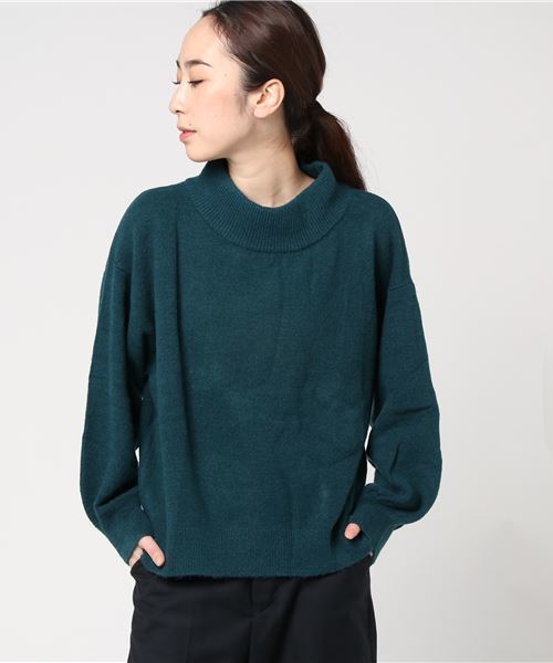 earth music&ecology（アースミュージックアンドエコロジー）の「・ワイドネックニットプルオーバー（ニット/セーター・レディース・ブラック/ブルーグリーン/キャメル/杢グレー/ボルドー/ネイビー/アイボリー・FREE）」の6枚目の写真