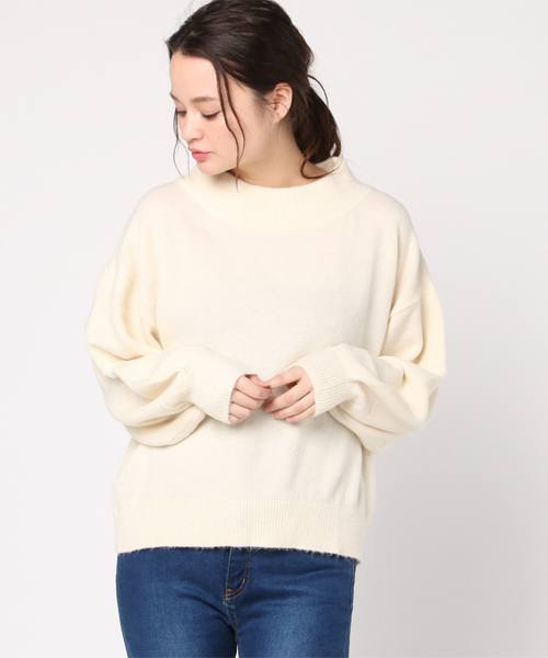 earth music&ecology（アースミュージックアンドエコロジー）の「・ワイドネックニットプルオーバー（ニット/セーター・レディース・ブラック/ブルーグリーン/キャメル/杢グレー/ボルドー/ネイビー/アイボリー・FREE）」の2枚目の写真