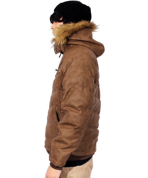 8(eight)(エイト)の「ファー付き 中綿 PUレザージャケット ブルゾン(ダウンジャケット/コート・メンズ・ブラック/キャメル/ブラウン・MEDIUM/X-LARGE/LARGE)」の7枚目の写真