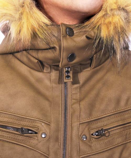 8(eight)(エイト)の「ファー付き 中綿 PUレザージャケット ブルゾン(ダウンジャケット/コート・メンズ・ブラック/キャメル/ブラウン・MEDIUM/X-LARGE/LARGE)」の9枚目の写真