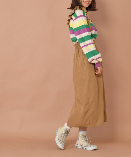 w closet(ダブルクローゼット)の「フリルサスペンダー付きスカート(スカート・レディース・ベージュ/ブラック/カーキ・FREE)」の22枚目の写真