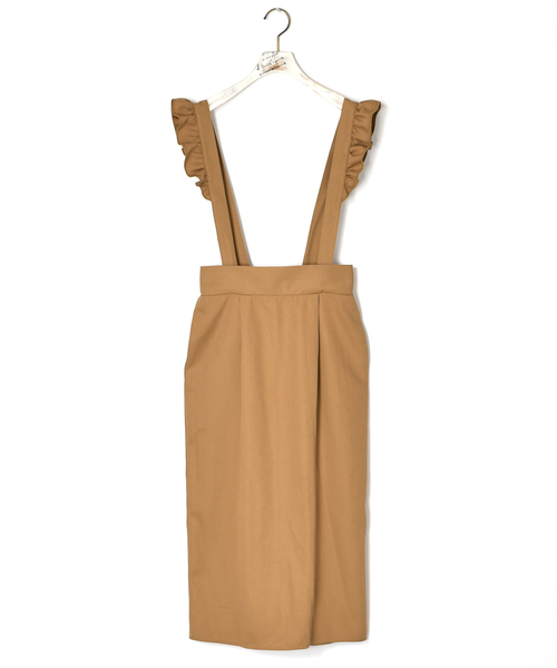 w closet(ダブルクローゼット)の「フリルサスペンダー付きスカート(スカート・レディース・ベージュ/ブラック/カーキ・FREE)」の6枚目の写真