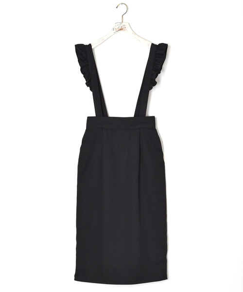 w closet(ダブルクローゼット)の「フリルサスペンダー付きスカート(スカート・レディース・ベージュ/ブラック/カーキ・FREE)」の5枚目の写真