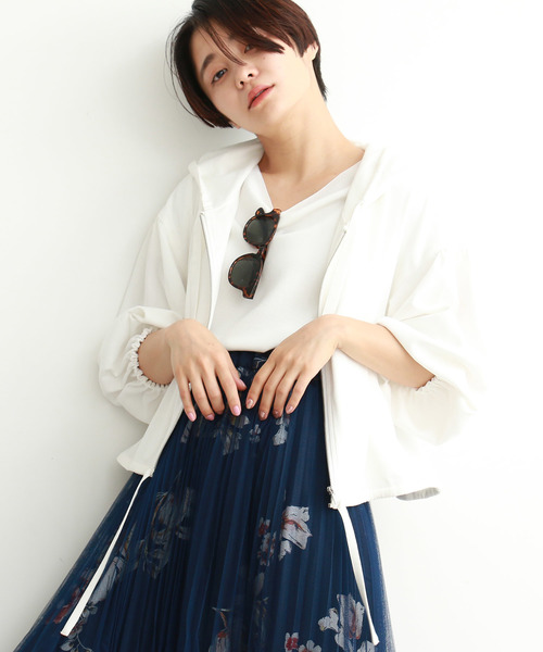 FREE'S MART（フリーズマート）の「◆フーディードロストブルゾン（ブルゾン・レディース・ホワイト/ネイビー/グリーン・FREE）」の4枚目の写真