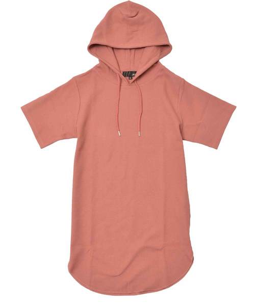 MinoriTY（マイノリティ）の「パーカー ワッフル ロング丈 半袖 プルオーバーパーカー（パーカー・メンズ・ブラック/ベージュ/オフホワイト/カーキ/ピンク/杢グレー/ネイビー・L/XL/M）」の7枚目の写真