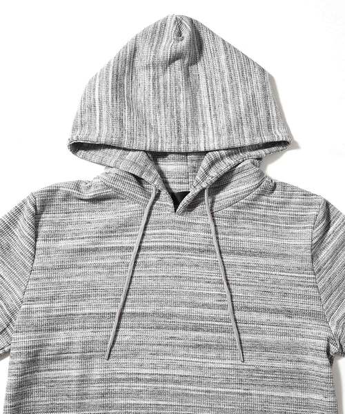 MinoriTY（マイノリティ）の「パーカー ワッフル ロング丈 半袖 プルオーバーパーカー（パーカー・メンズ・ブラック/ベージュ/オフホワイト/カーキ/ピンク/杢グレー/ネイビー・L/XL/M）」の11枚目の写真