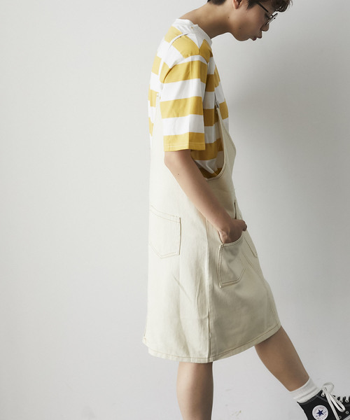 and R（アンドアール）の「ボーダーインナー×ジャンパースカート（ジャンパースカート・レディース・パープル/イエロー/グリーン・FREE）」の8枚目の写真