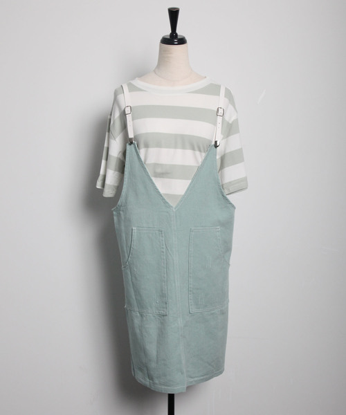 and R（アンドアール）の「ボーダーインナー×ジャンパースカート（ジャンパースカート・レディース・パープル/イエロー/グリーン・FREE）」の12枚目の写真