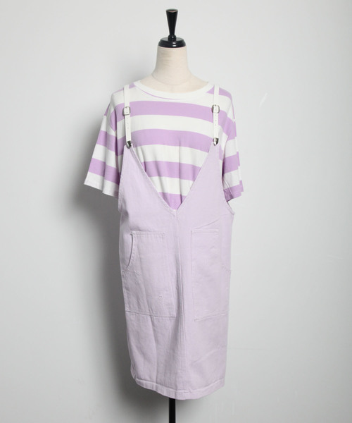 and R（アンドアール）の「ボーダーインナー×ジャンパースカート（ジャンパースカート・レディース・パープル/イエロー/グリーン・FREE）」の13枚目の写真