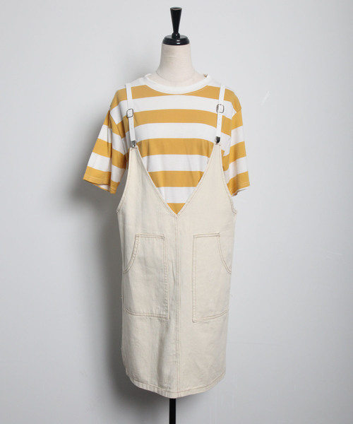 and R（アンドアール）の「ボーダーインナー×ジャンパースカート（ジャンパースカート・レディース・パープル/イエロー/グリーン・FREE）」の14枚目の写真