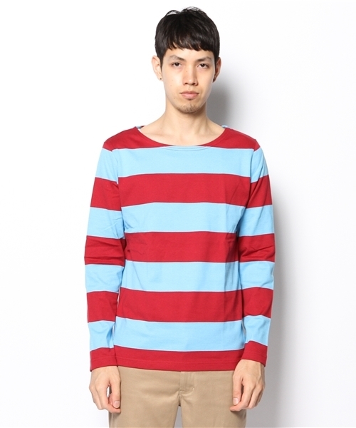 WEGO(ウィゴー)の「WEGO/ラガーボーダーTee(Tシャツ/カットソー・メンズ・グリーン/ネイビー/レッド・MEDIUM/LARGE)」の4枚目の写真