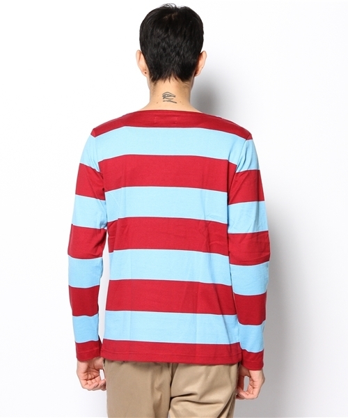 WEGO(ウィゴー)の「WEGO/ラガーボーダーTee(Tシャツ/カットソー・メンズ・グリーン/ネイビー/レッド・MEDIUM/LARGE)」の6枚目の写真