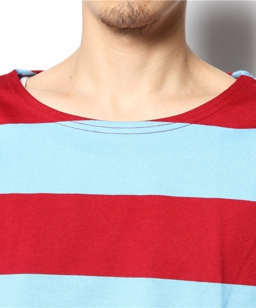 WEGO(ウィゴー)の「WEGO/ラガーボーダーTee(Tシャツ/カットソー・メンズ・グリーン/ネイビー/レッド・MEDIUM/LARGE)」の7枚目の写真